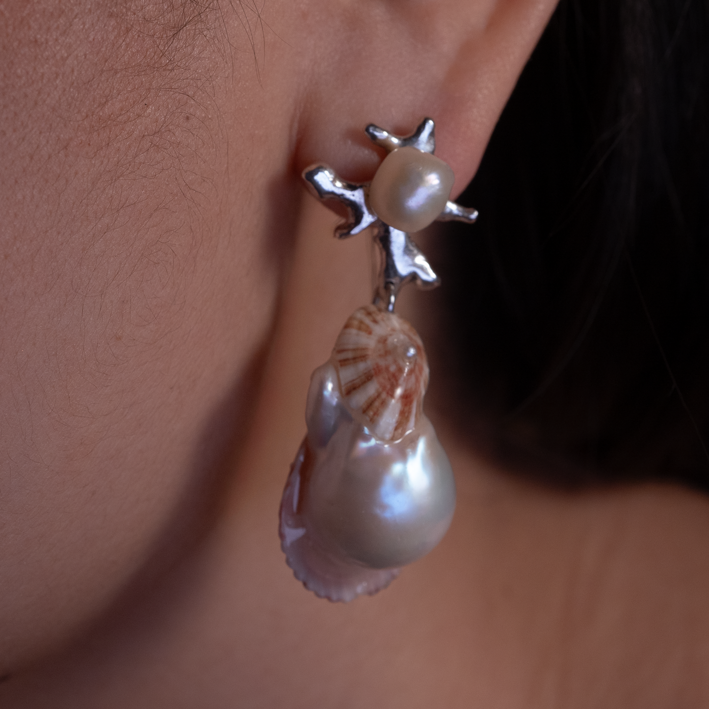 Peach Reef Drop Earrings
