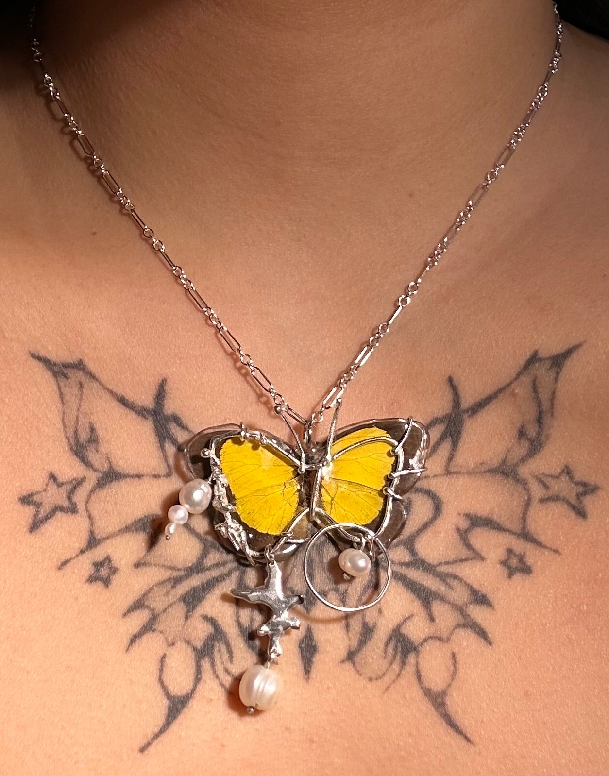 Golden Laurel Butterfly Necklace