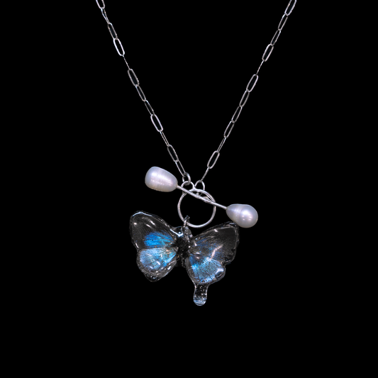 Iridescent Blue Toggle Necklace