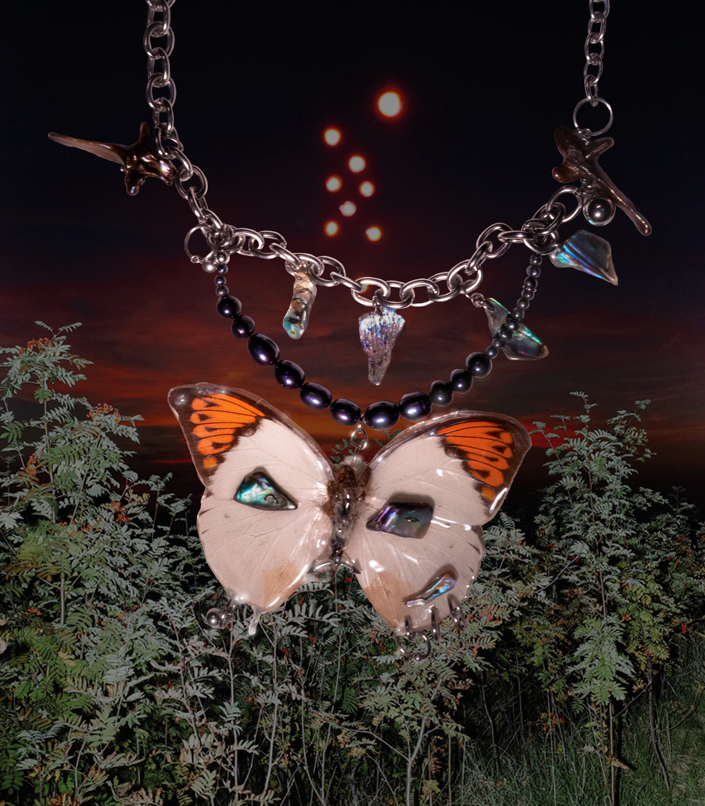 Orange Oasis Butterfly Necklace