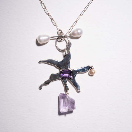 Amethyst Pearl Toggle Necklace
