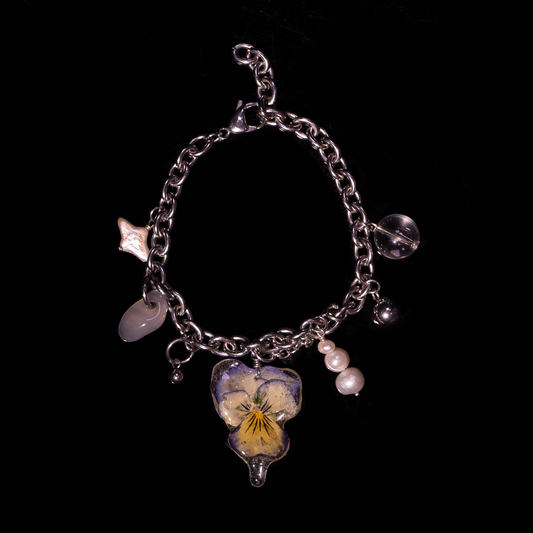 Bi-colored Pansy Charm Bracelet