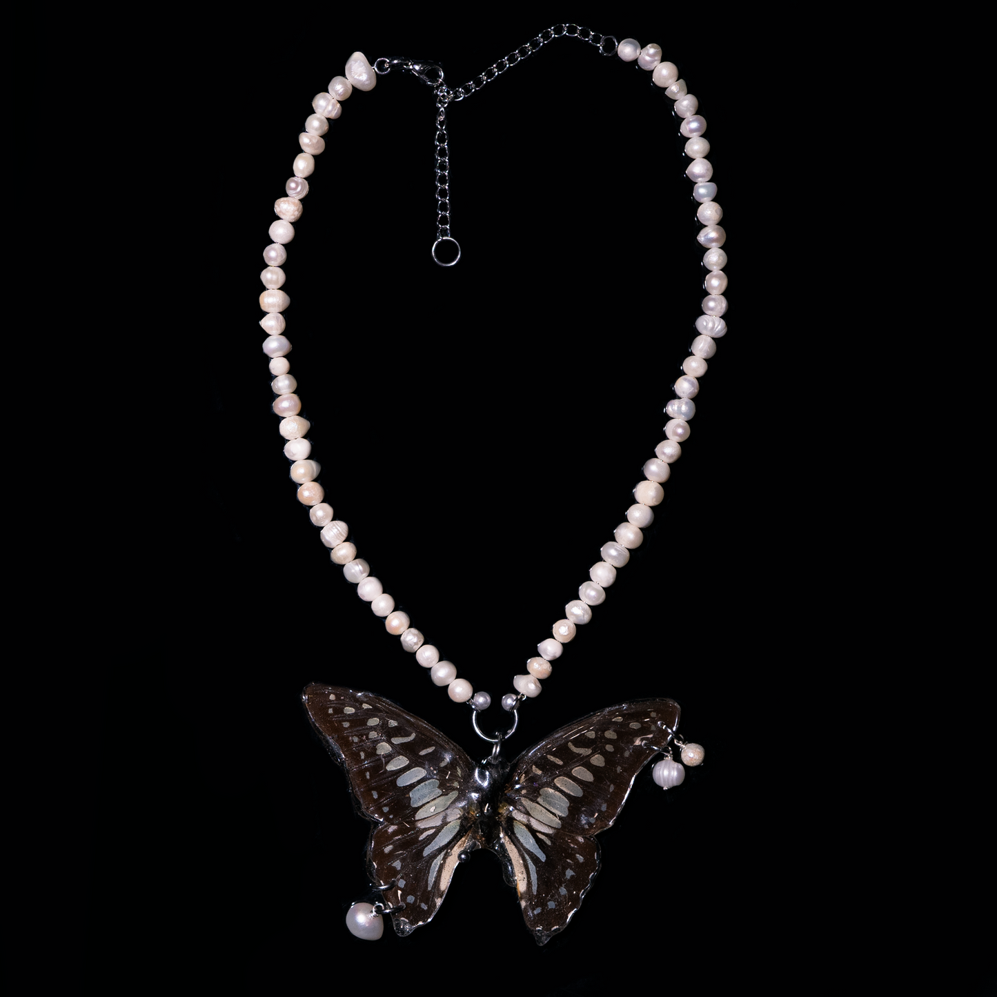 Pearl String Butterfly Necklace