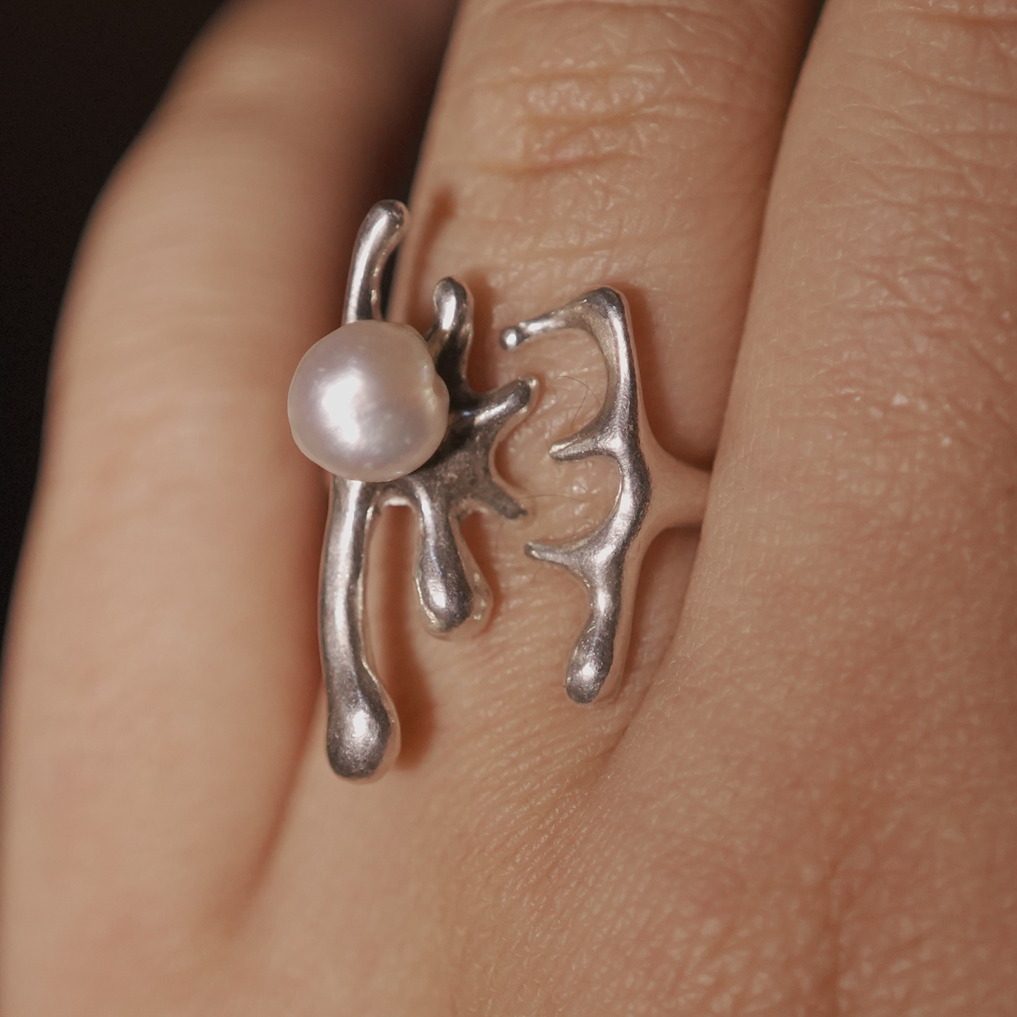 Puffy Succulent Pearl Ring