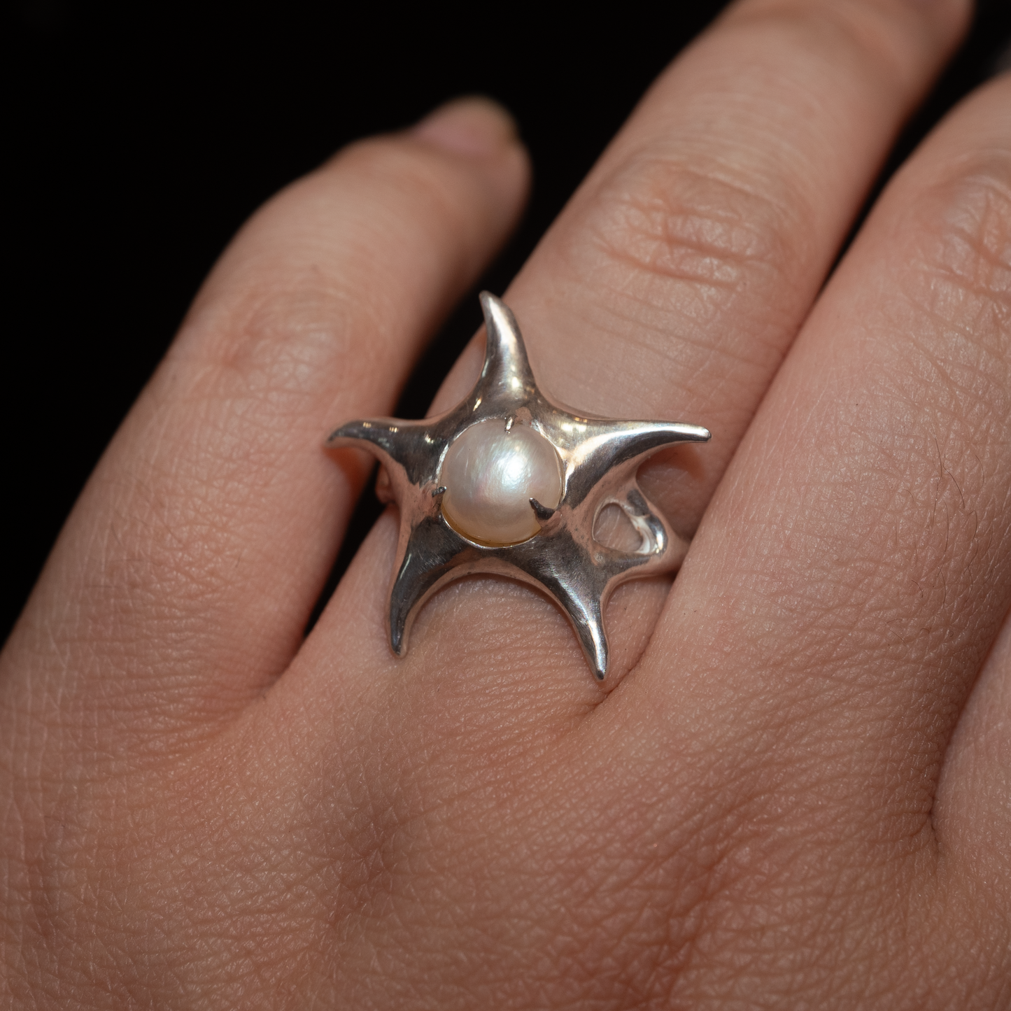 Pearl Star Ring sz 6.5