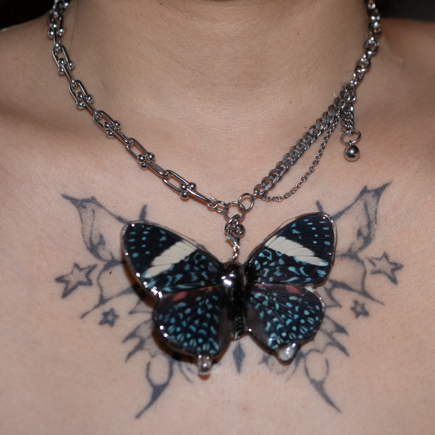 Blue Space Butterfly Necklace