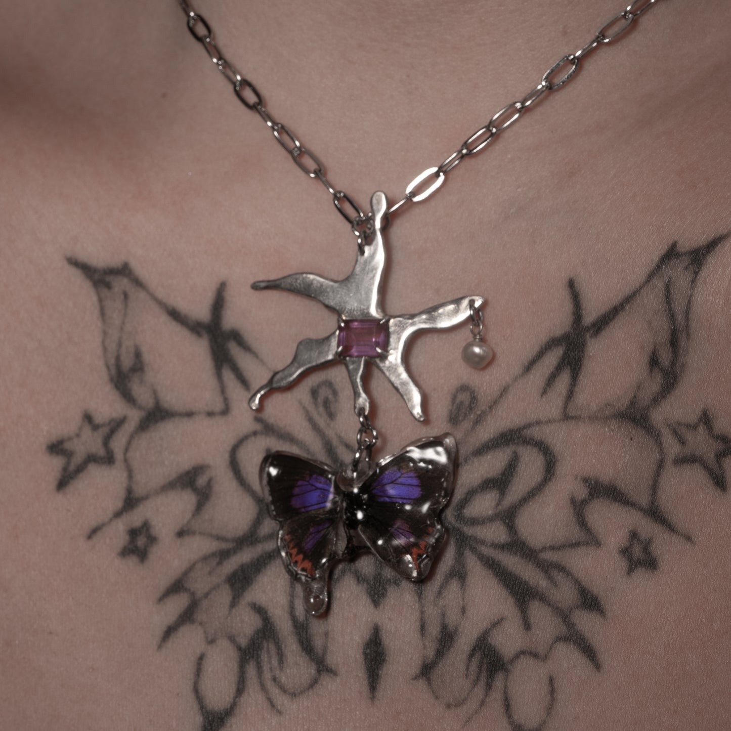 Amethyst Butterfly Necklace