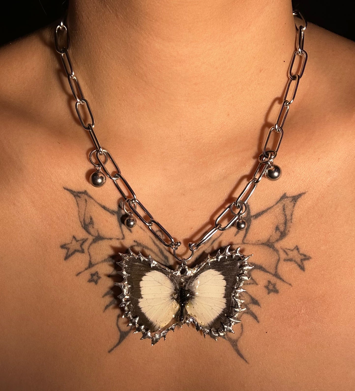 Pierced Hardware Butterfly Necklace