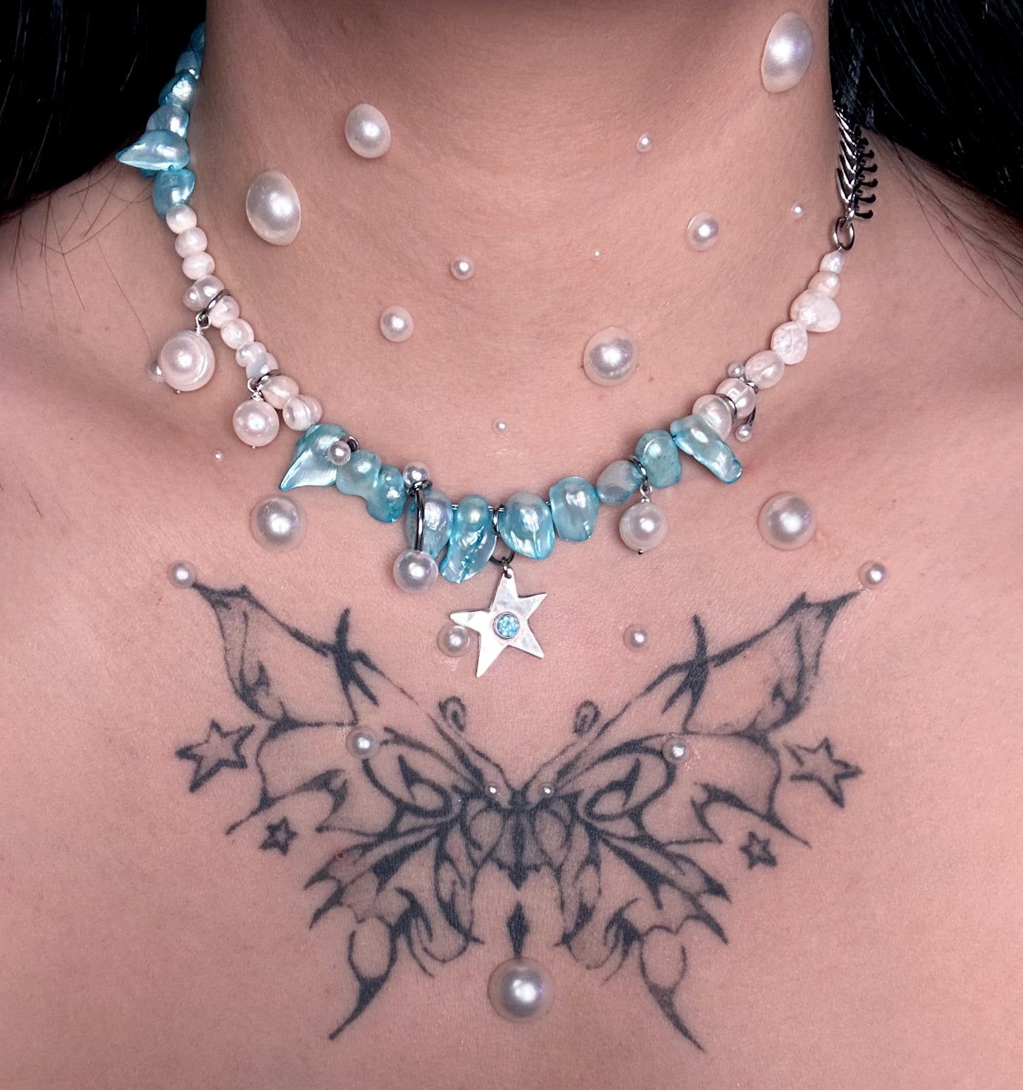 Blue Star Pearl Necklace