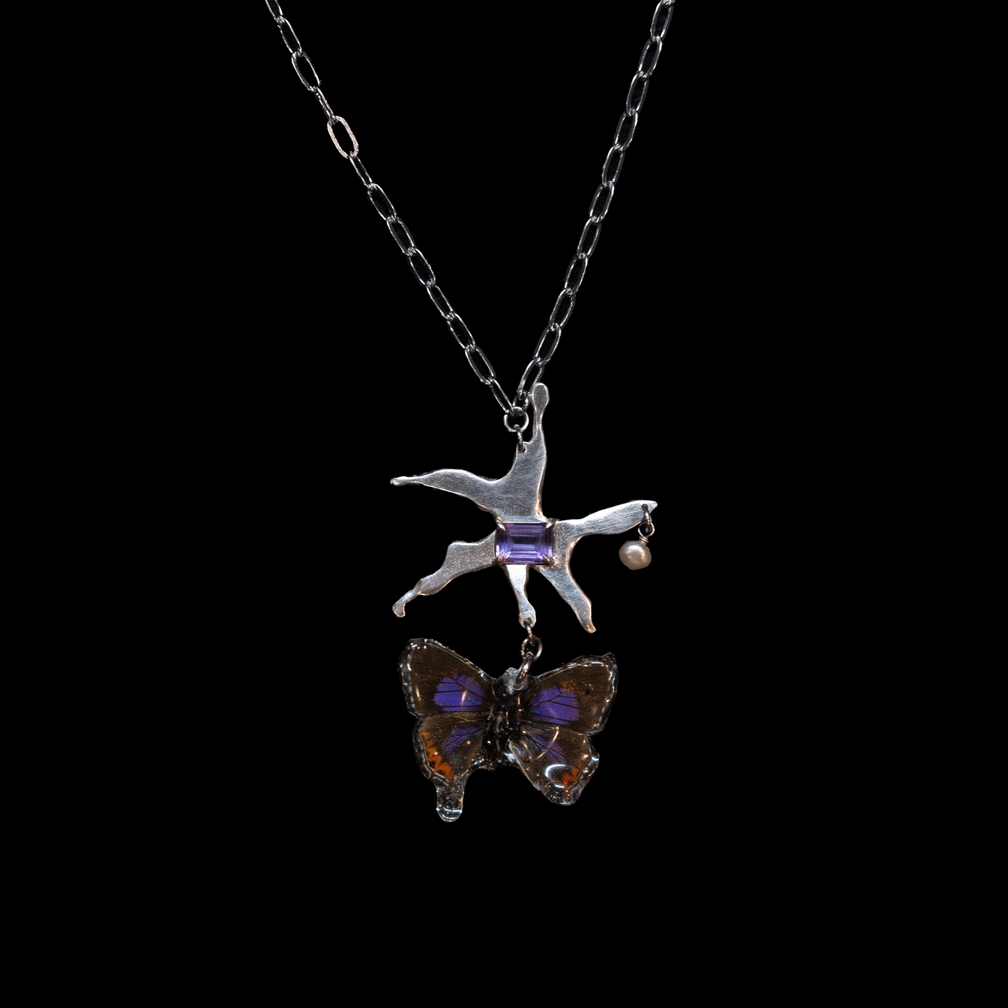 Amethyst Butterfly Necklace