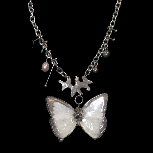 White Smoke Butterfly Necklace